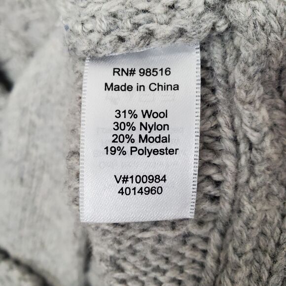 Coldwater Creek Wool Blend Gray Cable Knit Sequined Button-Up Cardigan Sweater L - Picture 6 of 7